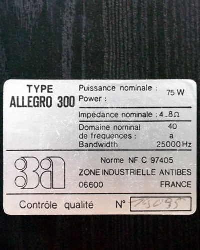 Art et Acoustique Appliquee Allegro 300